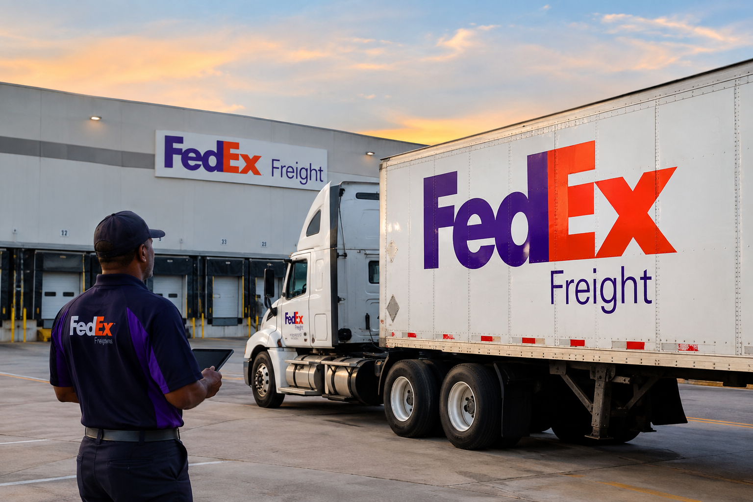 FedEx Freight truck at a distribution facility
